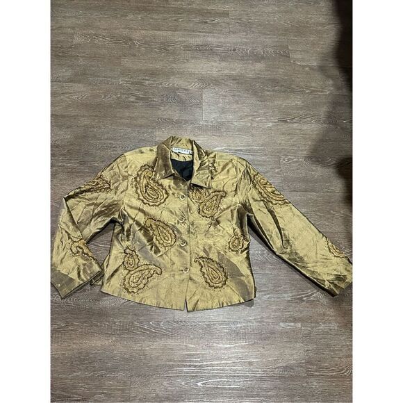 Tunique nights silk jacket embroidered embellished formal M - Picture 1 of 9
